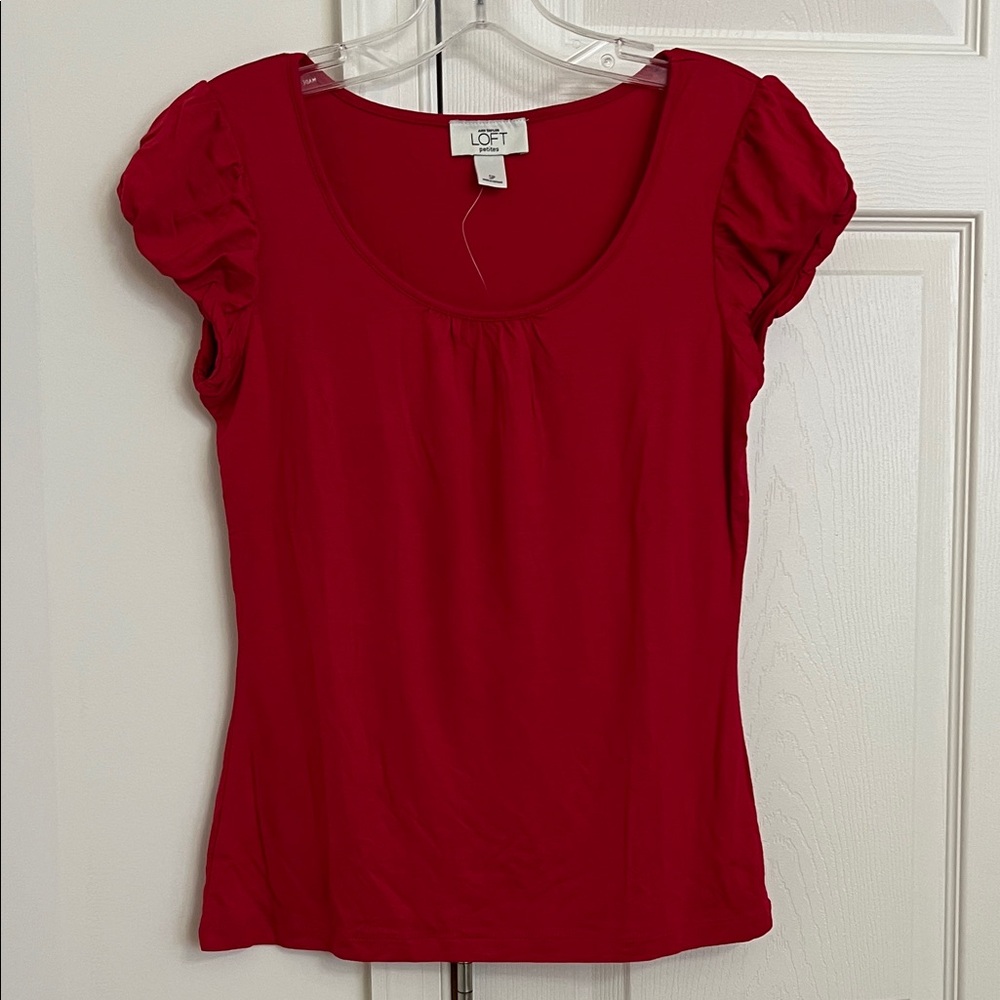 LOFT Red Short Sleeve Top